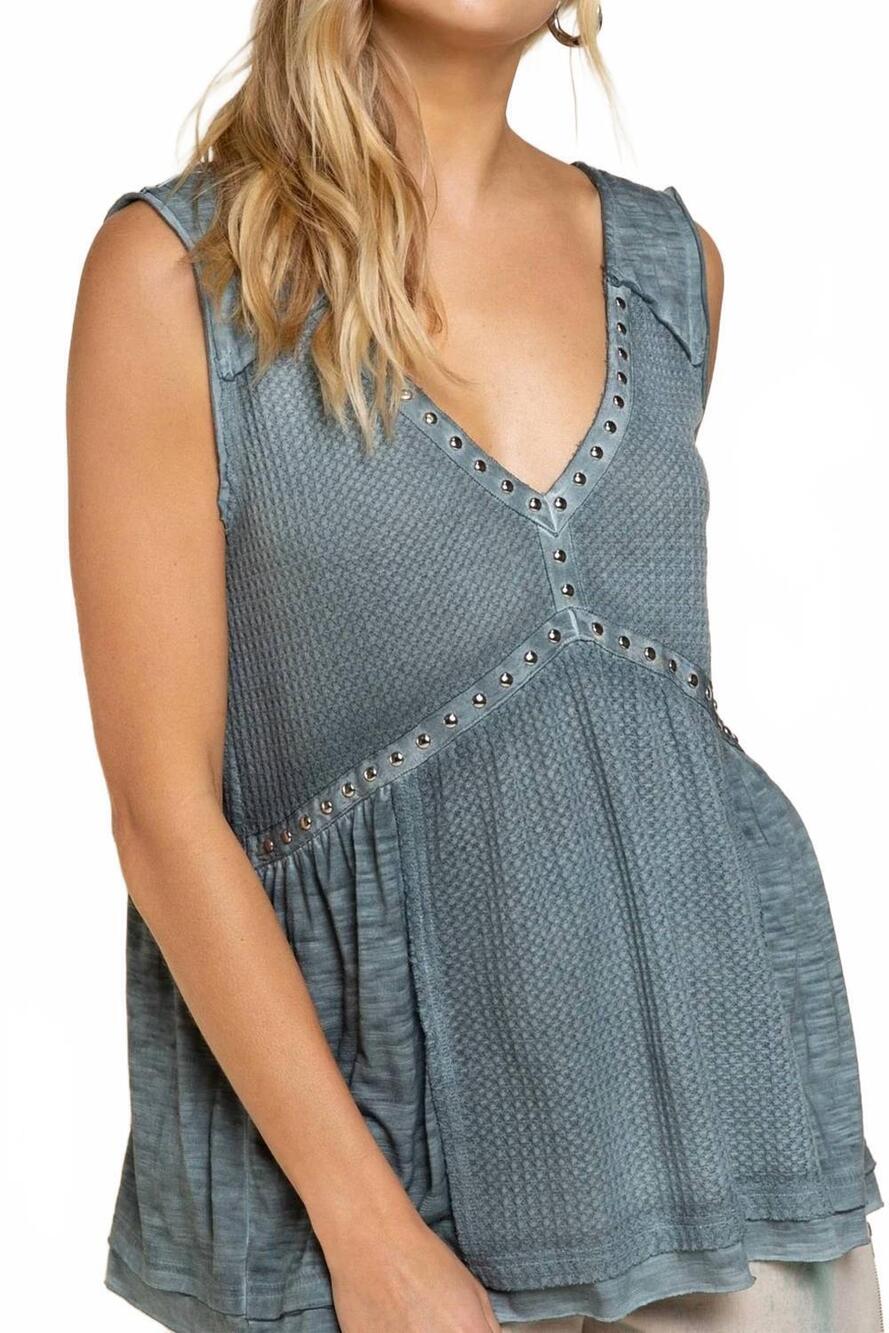NEW POL ocean breeze tank top in ocean teal